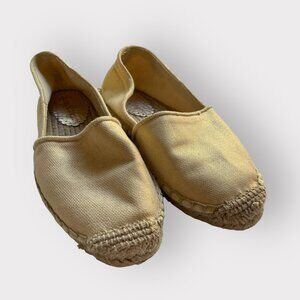 Lilly Pulitzer Size 8 Cream Lia Gold Metallic Slip On Espadrille Flats Shoes